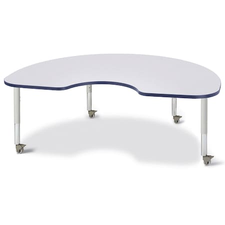 Jonti-Craft Berries Kidney Activity Table, 48 in. x 72 in., Mobile, Freckled Gray/Navy/Gray 6423JCM112